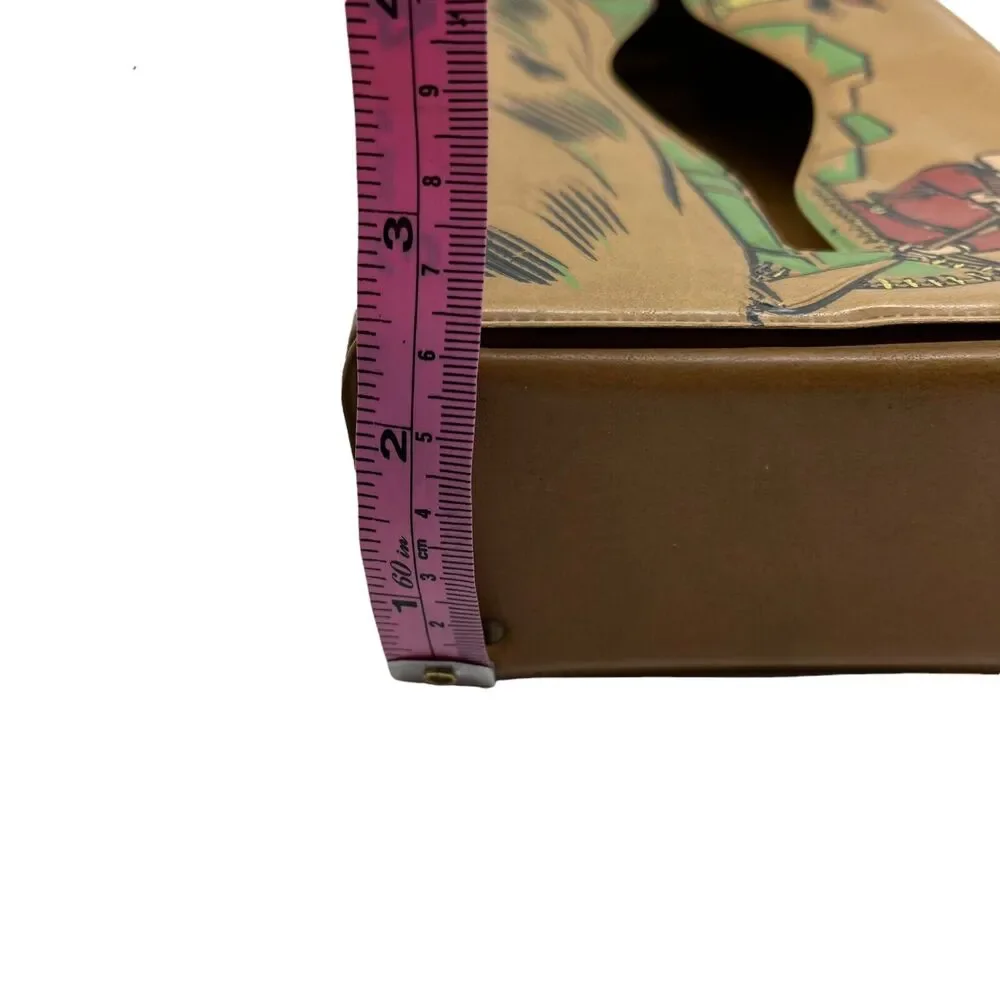 Canadian School Days Belt Mfg 1958 Brown Vinyl Rare Rectangular Tissue Box
